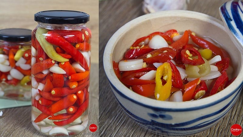 Soak in vinegar, garlic and chili
