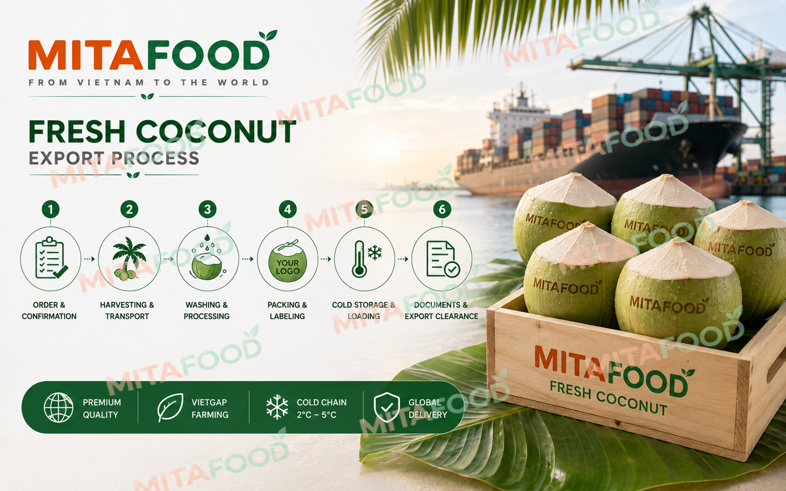 Fresh coconut export company in Vietnam: A reliable B2B sourcing partner Large-scale, year-round container supply capacity